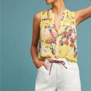 Anthropologie Meadow Rue Yellow Floral Blouse